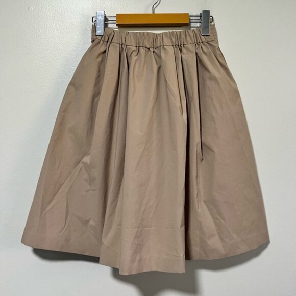 Uniqlo XS Beige A-Line Midi Skirt with Elastic Waist - Picture 7 of 10